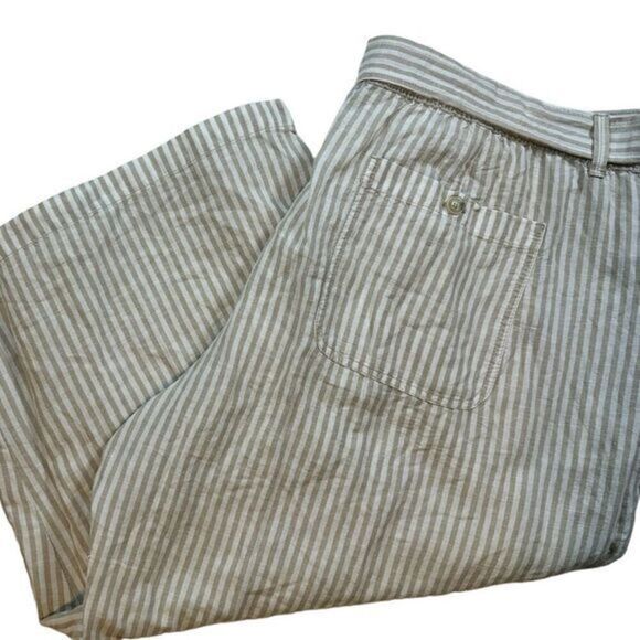 NWT Liz Claiborne Plus Size Cream/Tan Stripe Crop Pants - Size 3XL - Picture 1 of 9